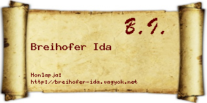 Breihofer Ida névjegykártya